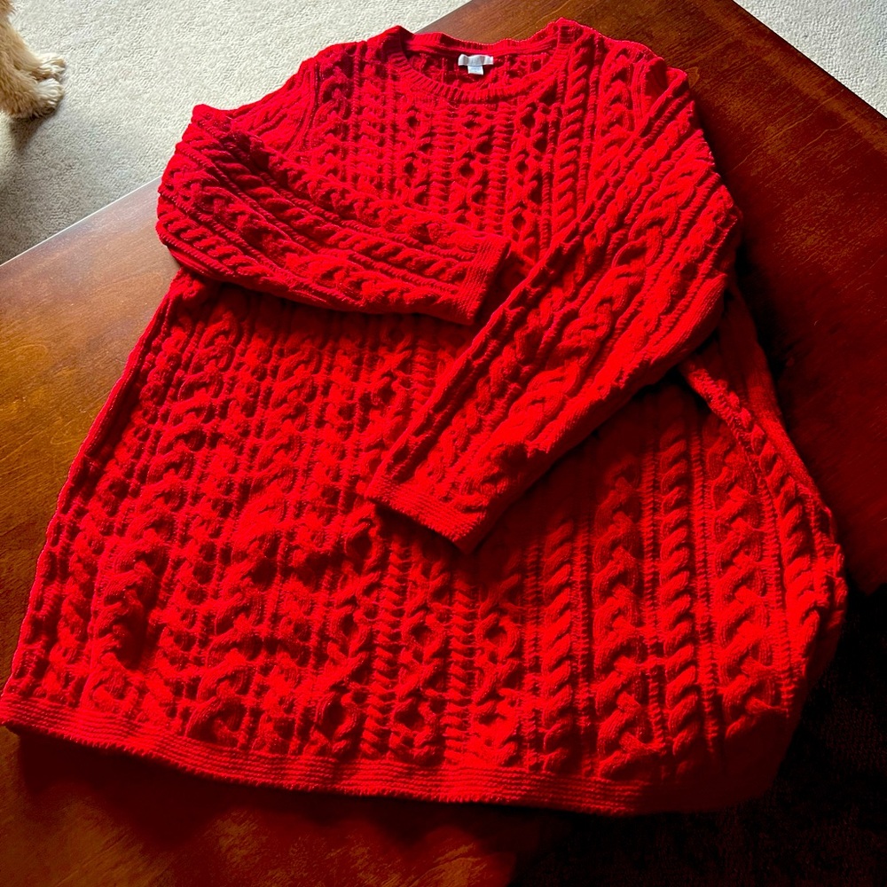Women’s J. Jill Red Textured Sweater.  Like New.  XL